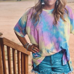 Austin Powers Boyfriend Slit Tie Dye Tee